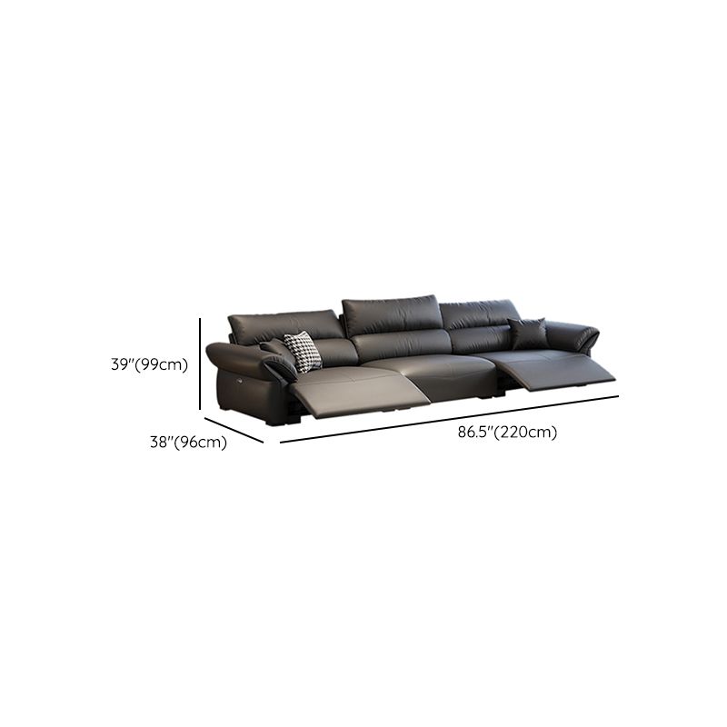 Scratch Resistant Power - Push Button Pillow Top Arm Genuine Leather Sofa