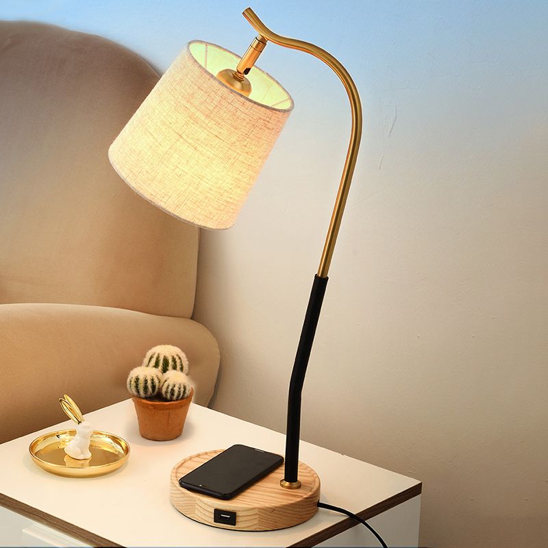 Flare Tessuto Task Lighting Modernismo 1 Lampadina Lampada da lettura Rosso Marrone/Beige per Soggiorno