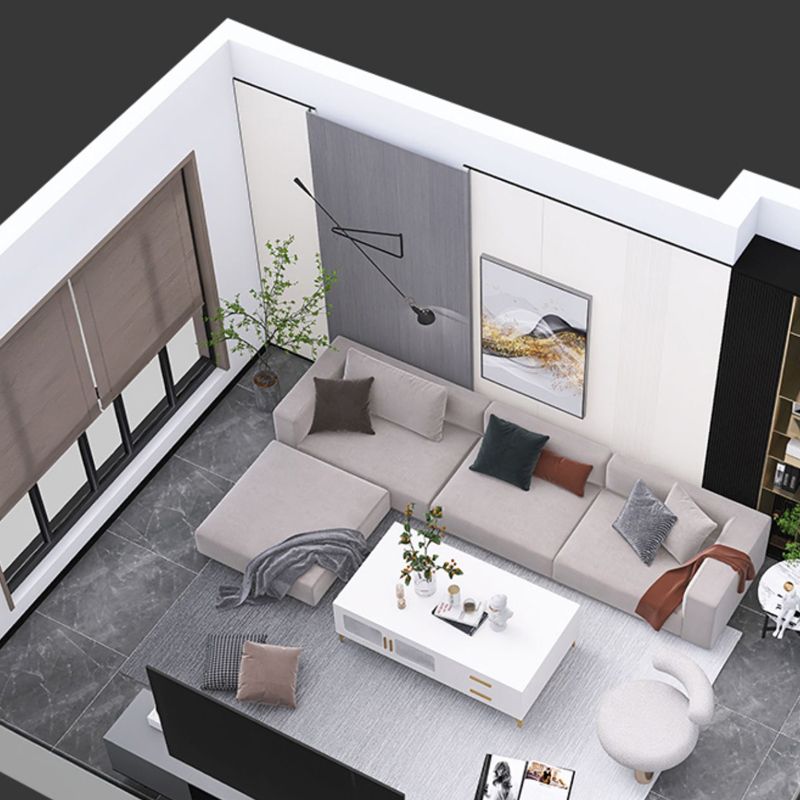 4 Legs Rectangle Cocktail Table Wood Single Coffee Table with Storage Drawers