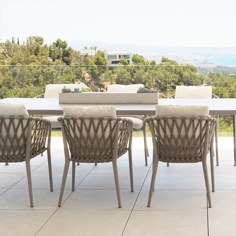 Boho Style 1/7 Pieces Dining Stone Set Rectangle Dining Table Set