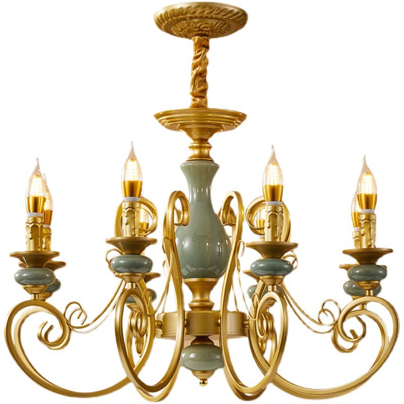 Traditional Style Suspension Pendant Light with Candle Metal Multi Light Pendant
