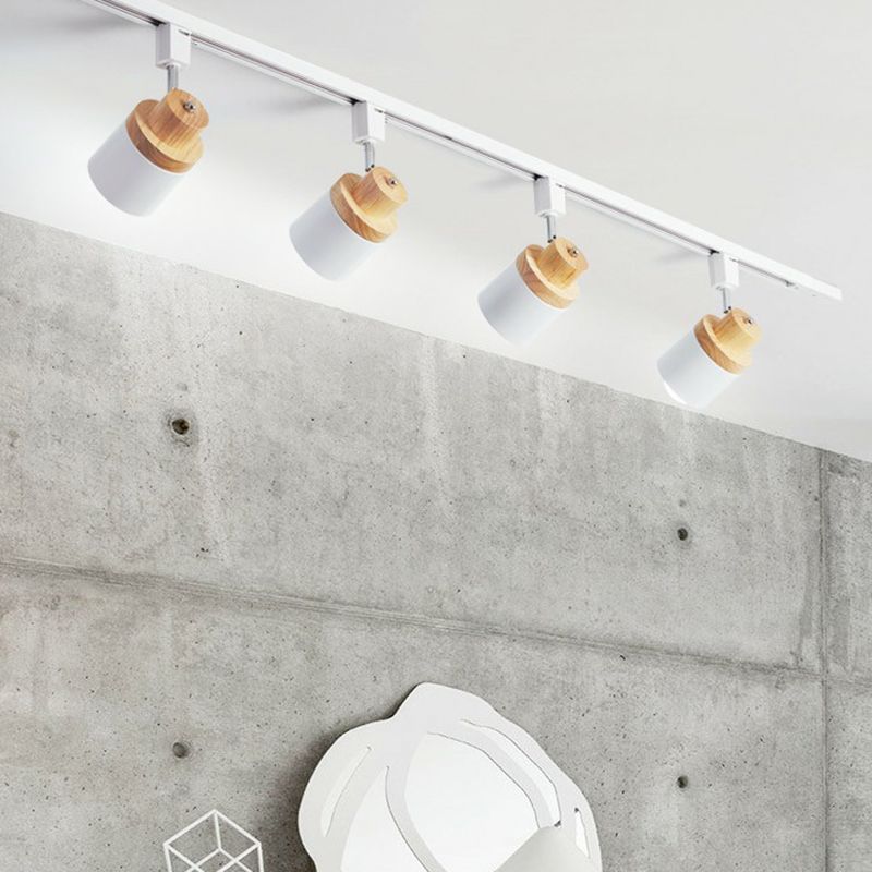 Projecteur encastré cylindrique nordique lampe de voie semi - encastrée pour chambre à coucher en métal, décoration en bois