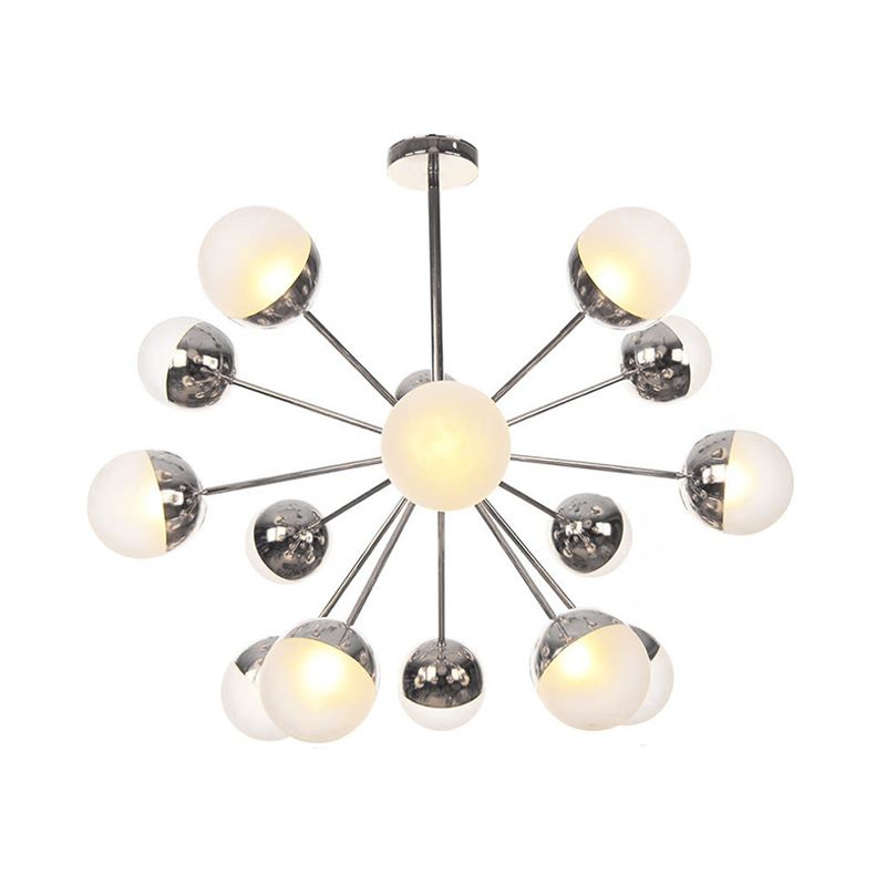 Semi-encastré Globe pour salle à manger, verre blanc/transparent/gris fumée, 9/12/15 lumières, luminaire semi-encastré contemporain en cuivre/chrome/or