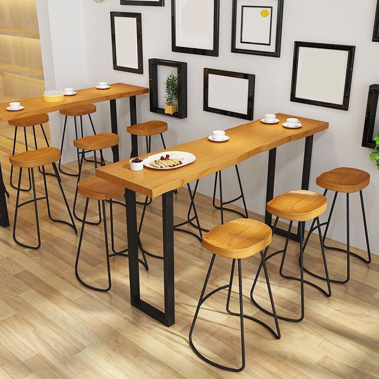 Contemporary Solid Wood Barstool Armless Bar Stool with Footrest