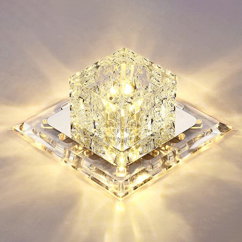 Plafonnier carré artistique à LED transparent, luminaire de plafond pour couloir