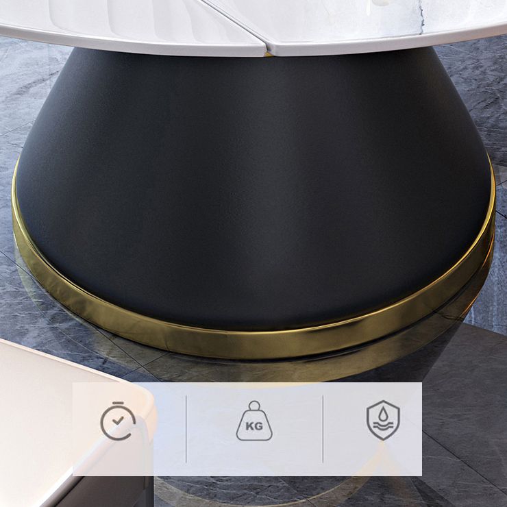 Modern Stone Foldable Dining Table Metal Base for Dining Room