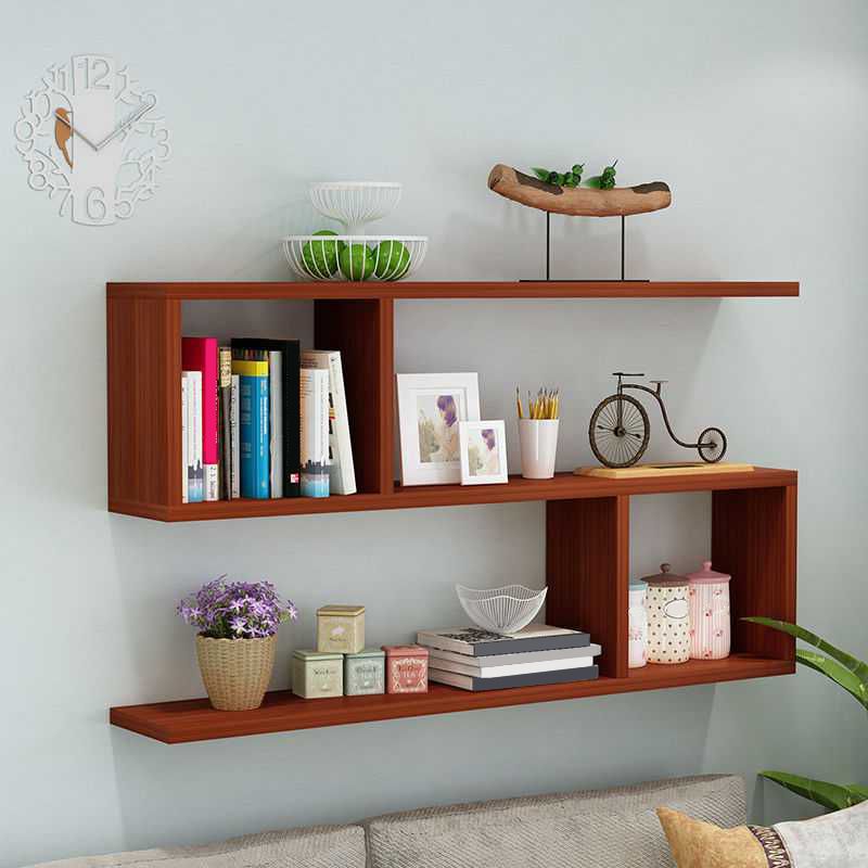 Modern Style Geometric Bookshelf, 2/3-shelf Wall Mounted Engineered Wood Bookcase