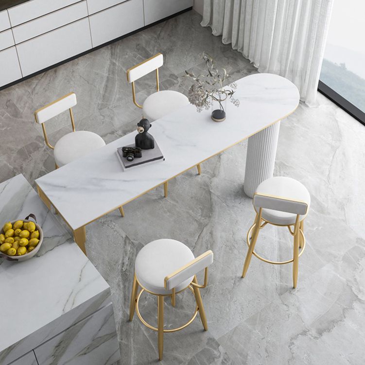 Glam Stone Pub Bar Table Indoor Iron Double Pedestal Bar Dining Table