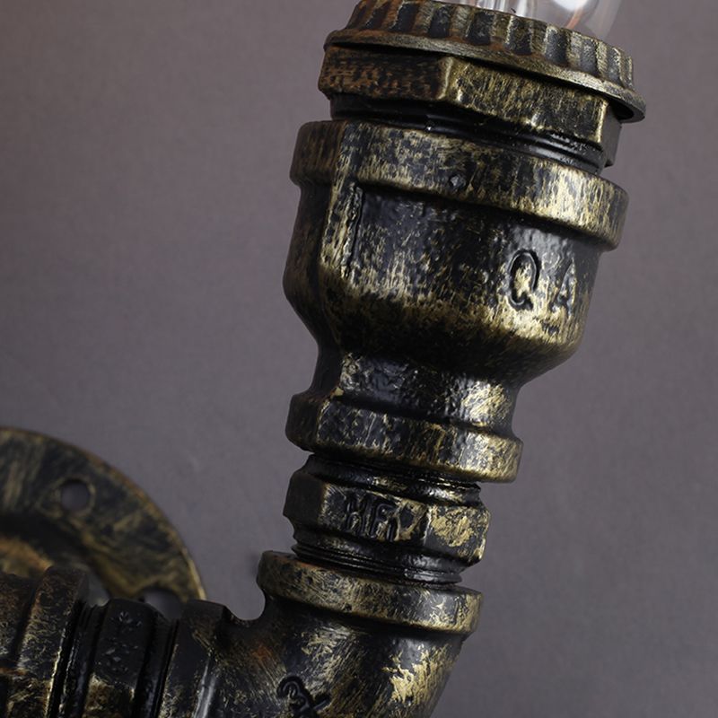 Éclairage mural de tuyau en forme de U industriel 2 ampoules Éclairage mural en fer en bronze