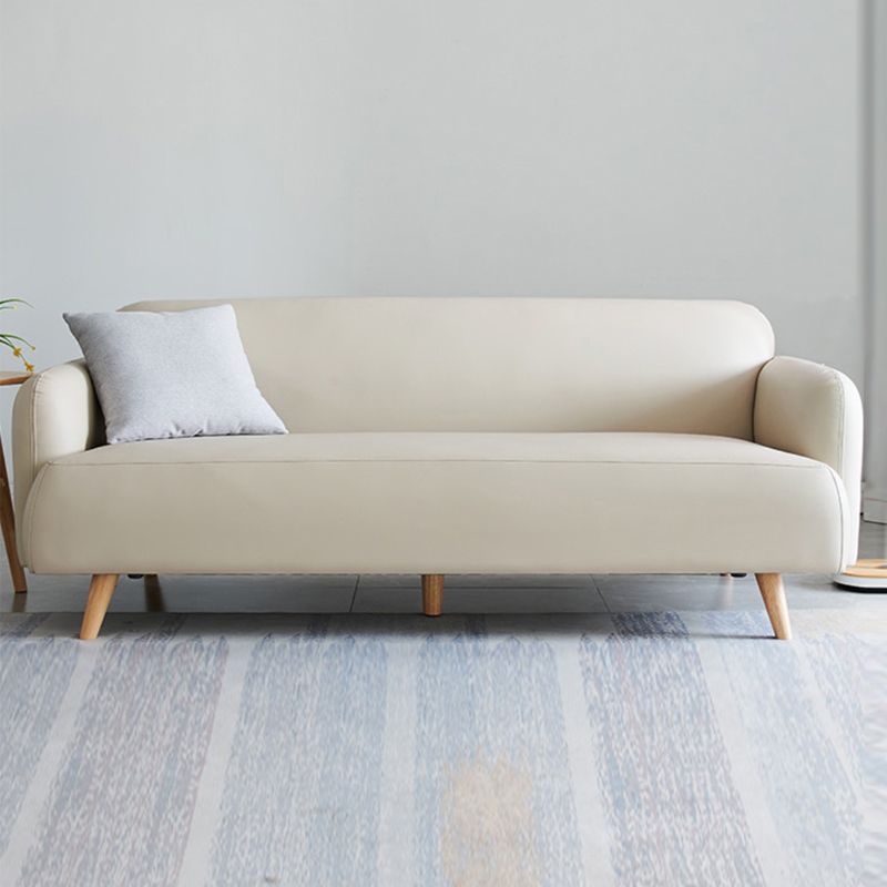Faux Leather Recessed Arm Sofa Contemporary Standard Sofa, 31.49" W