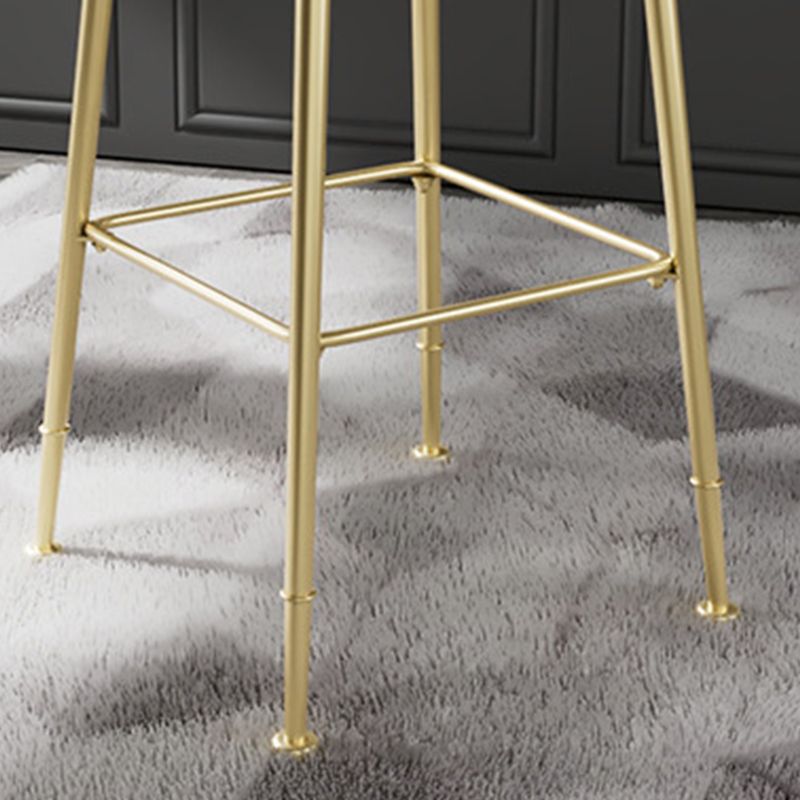 Scandinavian Style Counter Stool Upholstered Round Bar Stool with Footrest