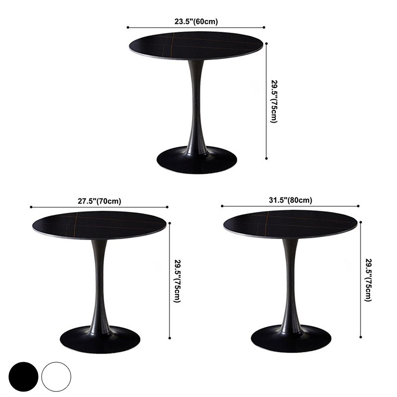 Round Tulip Base Modern Dining Table Two-Color Fixed Table with Sintered Stone