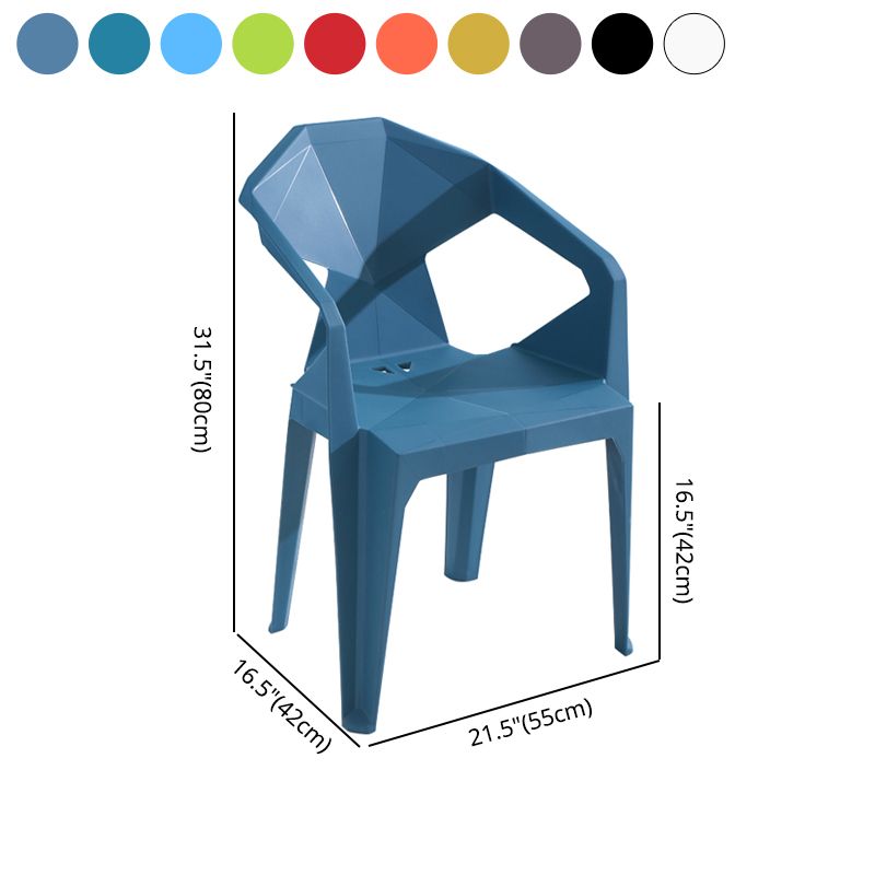 Silla de comedor de plástico de estilo moderno, silla lateral de comedor apilable con brazo para cocina