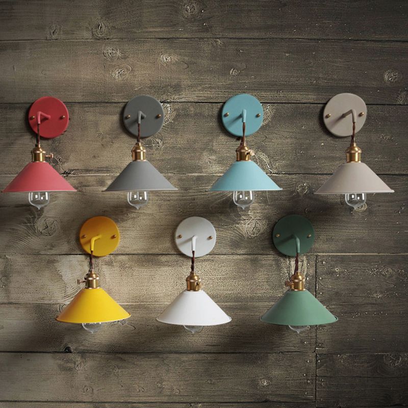 Modern Macaron Sconce Lighting Metal Geometric Wall Lamp for Bedroom