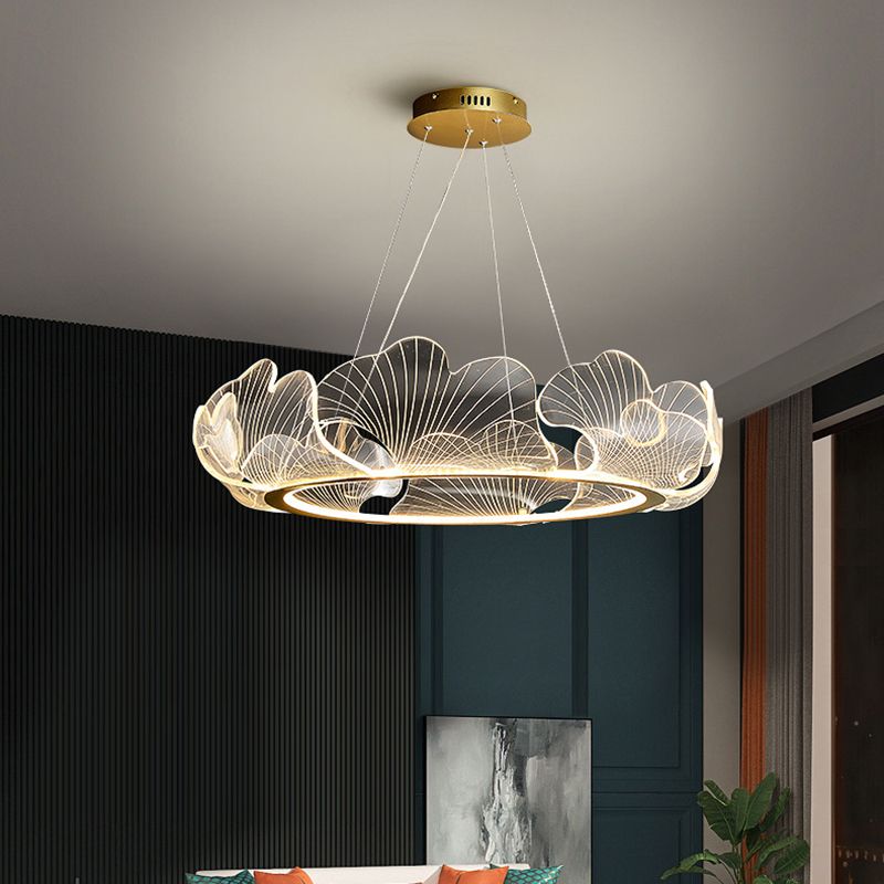 Anillo de metal acrílico accesorio de iluminación de lámpara posmoderna luz colgante para sala de estar