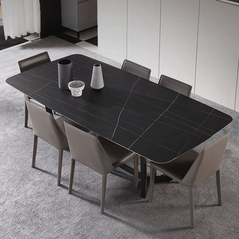 Contemporary Sintered Stone Dinette Set 1/2/5/7 Pieces Rectangular Dining Table Set