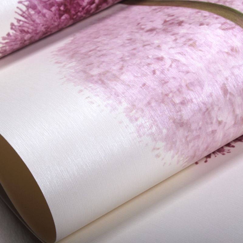 Purple Hydrangea Wallpaper Floral Print Rustic Stain-Resistant Wall Art for Living Room