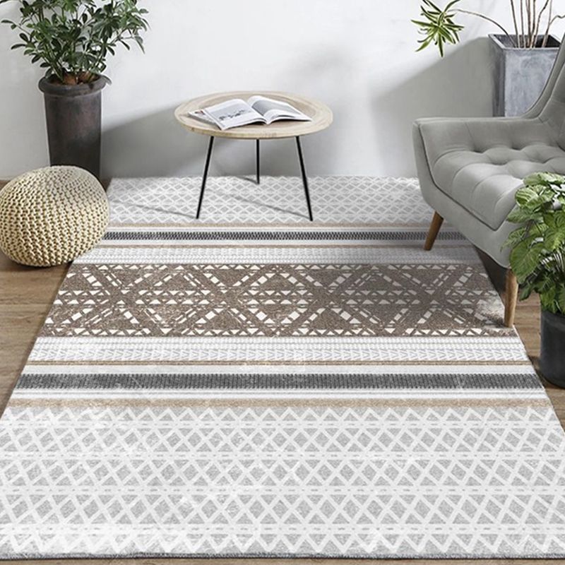Bohemian Home Area Rug Multi Colored Print Rug Polypropylene Non-Slip Washable Stain Resistant Indoor Rug