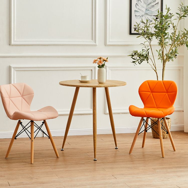 Modern Indoor-Outdoor Wood Chair Dining Room Armless Wingback Side Chair