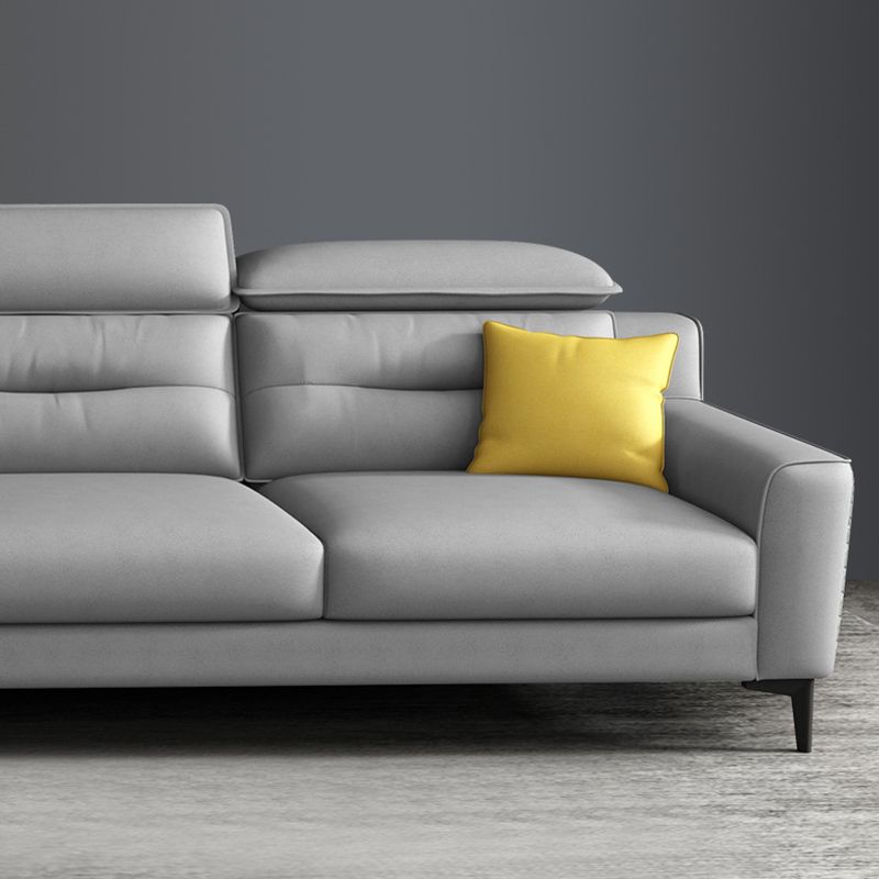 Grey Square Arm Sectional Pillow Back Modern 4-seat Sectional