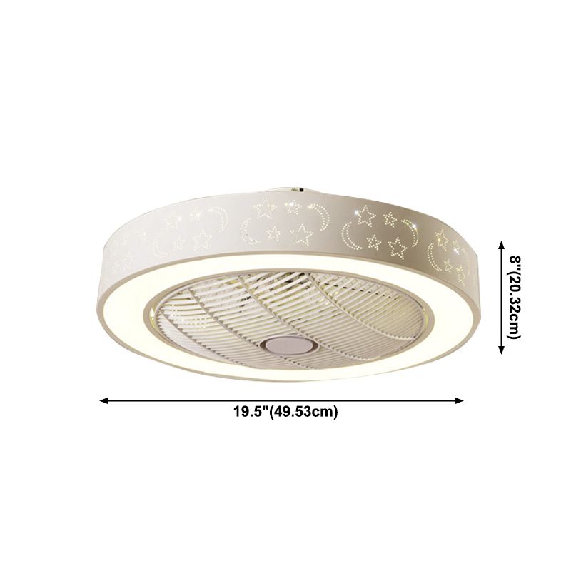 Weiß ausgehöhlter Deckenventilator Nordic Metal LED Runde Halbblüzlicht für Schlafzimmer