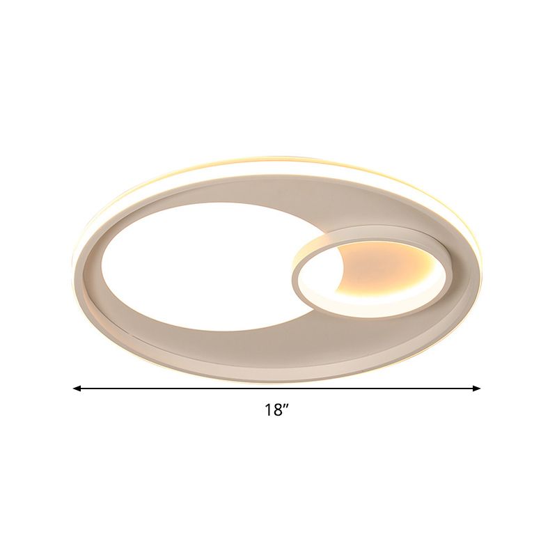 18"/21.5" W Acrylic Circular Flush Lamp Modernist LED White Ceiling Light Fixture in Warm/White Light/Remote Control Stepless Dimming