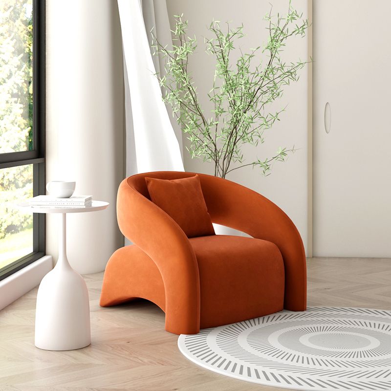 Contemporary Sloped Arms Chair Solid Color Pillow Back Chair