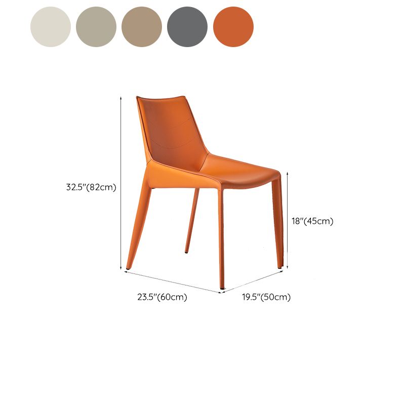 Modern Style Chair Leather Indoor Dining Side Chair with Metal Base