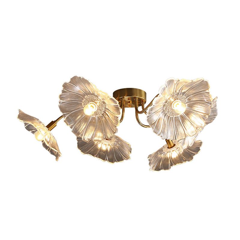 Contemporary Ceiling Lamp Colorful Glass Shade Flush Mount Light Fixture for Sitting Room