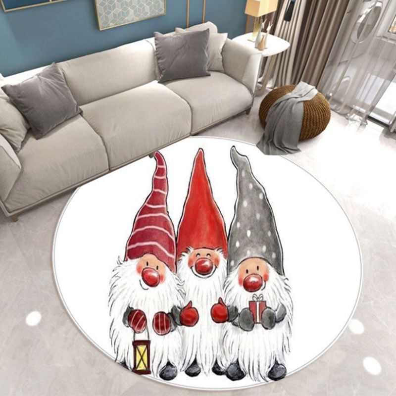 Fancy Simple Carpet White Father Christmas Carpet Washable Carpet for Home Decor