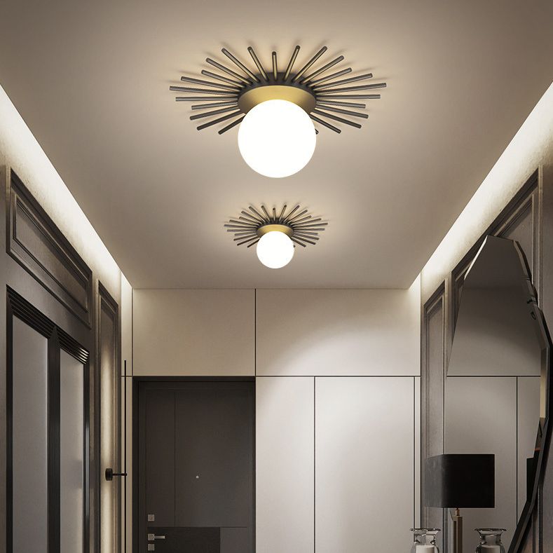 Gelakt Iron Ceiling Light in Modern Concise Style Globe Glas Flush Mount voor Corridor