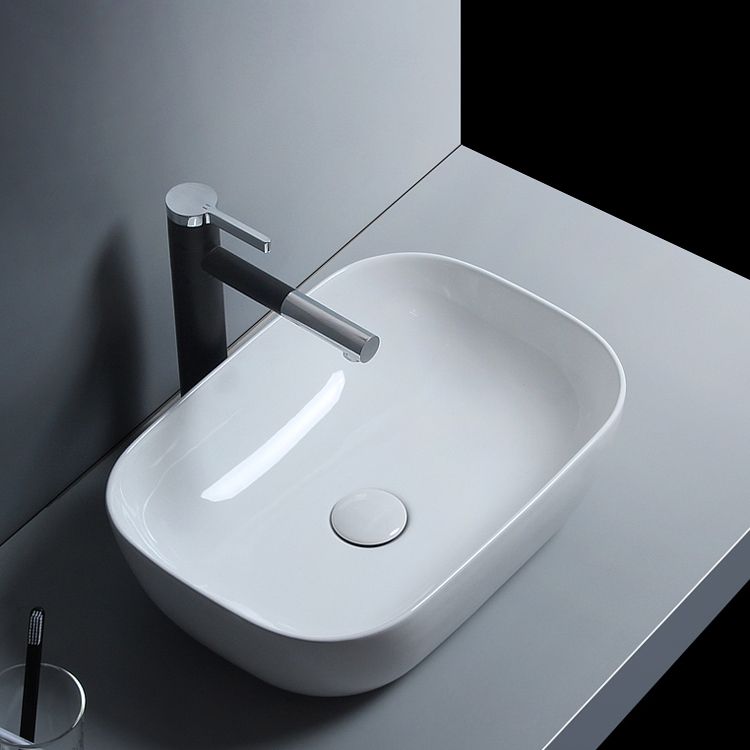 Traditional Vessel Bathroom Sink Porcelain with Faucet Basin Sink