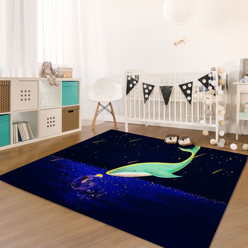 Cute Kids Room Rug Multi-Color Animal Pattern Rug Synthetics Anti-Slip Backing Easy Care Carpet