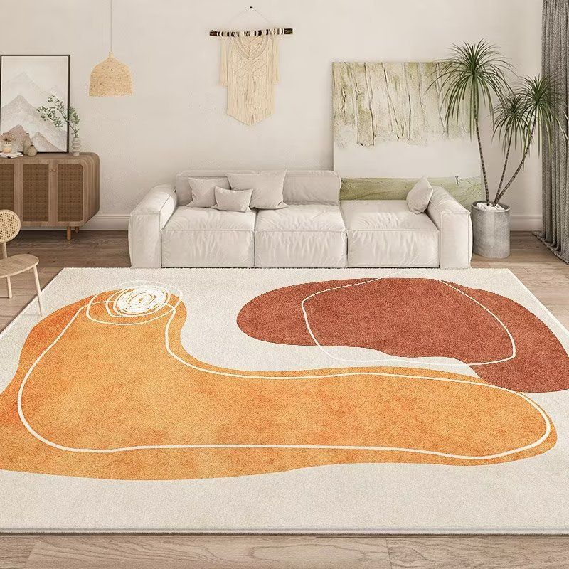 Rectangle Shape Abstract Pattern Rug Stain Resistant Loom Rug for Bedroom