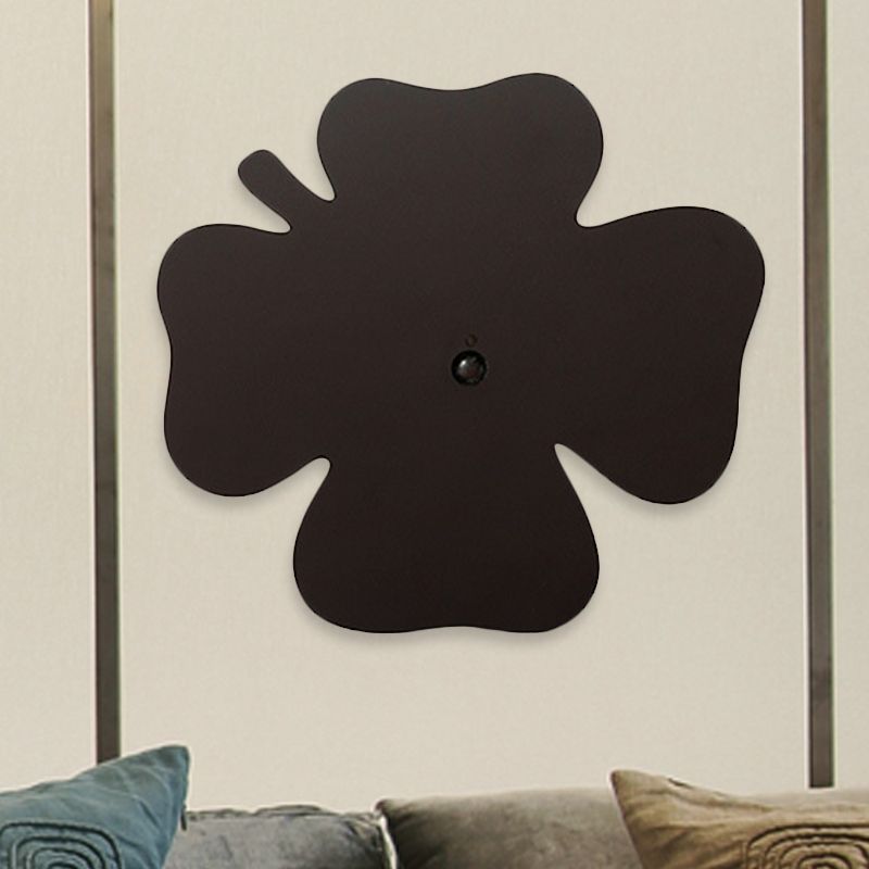 Black Finish Four Leaf Clover Wall Night Lamp Minimalism LED Acrylic Night Shadow Light, USB