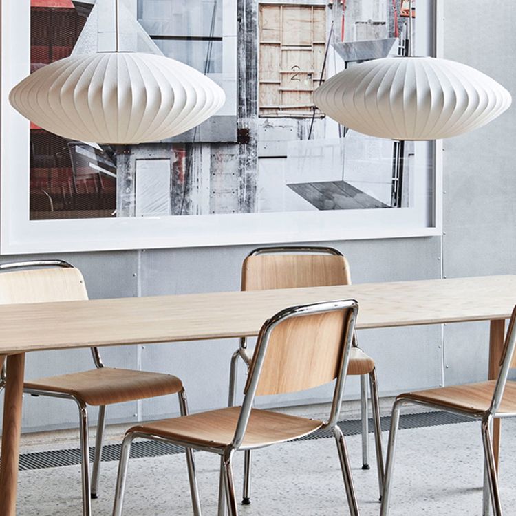 Zeitgenössische schattierte Suspension Anhänger Leichter Stoff Esszimmer Hanges Lichtkit in Weiß