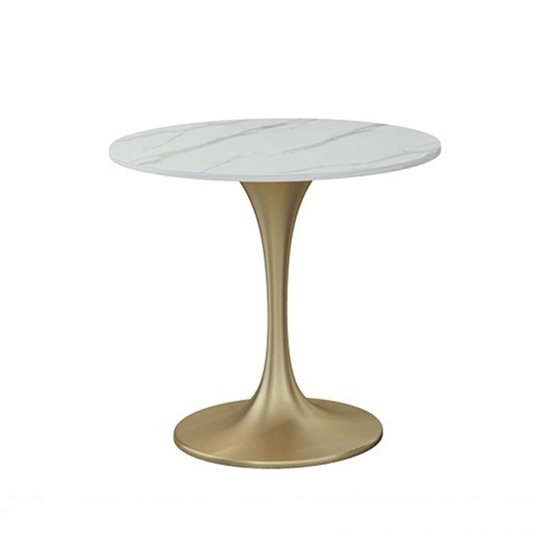 Round Luxury Dining Table White Fixed Table with Sintered Stone