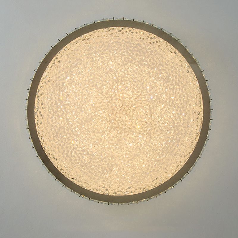 Lámpara de techo LED circular de acero inoxidable, montaje empotrado de cristal de estilo minimalista moderno para sala de estar