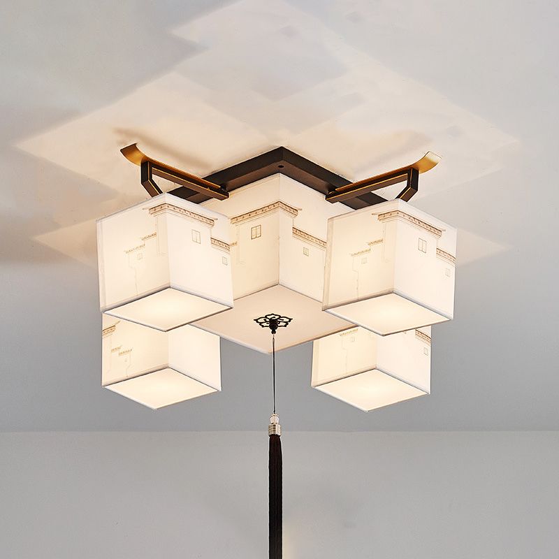 Plafonnier affleurant de Style traditionnel, abat-jour en tissu, luminaire pour salon