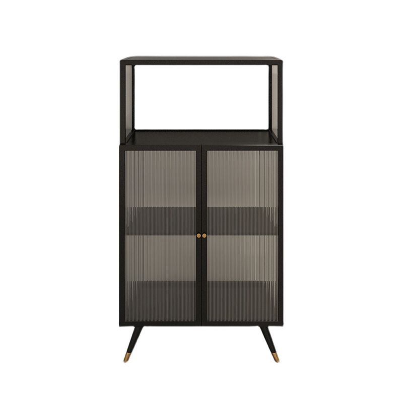Contemporary Curio Cabinet Metal Glass Doors Display Stand for Dining Room