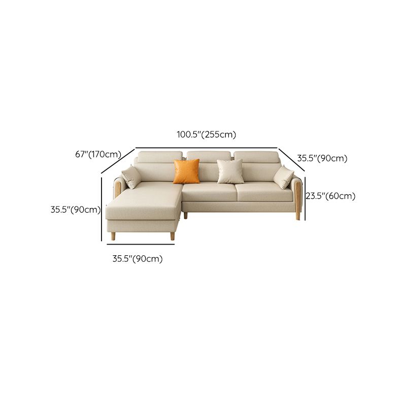 Scandinavian Sectional Sofa Leather Beige Sectionals with Pillows