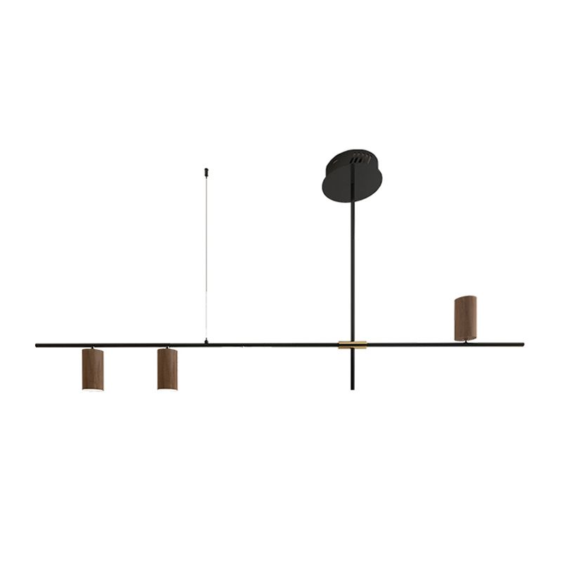 Wood Island Ceiling Light Contemporary Island Lighting in Brown Finish