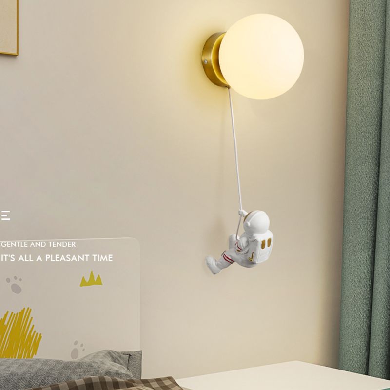 Ball Shade 1 - Light Wall Light Kids Style Iron and Glass Wall Fixture with Resin Accents