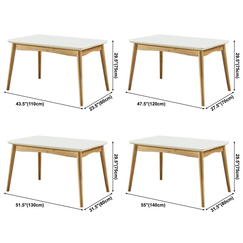 Rubberwood Modern Solid Wood Dining Table 4 Legs Base Table in Wood Color