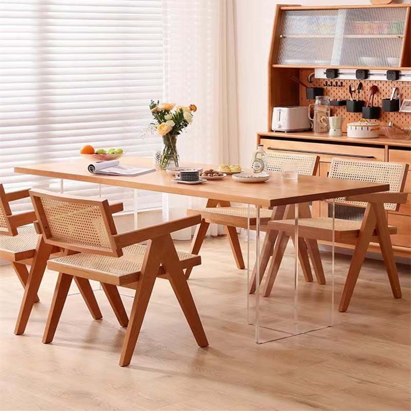 Modern Double Pedestal Dining Table Wood Table for Dining Room Kitchen