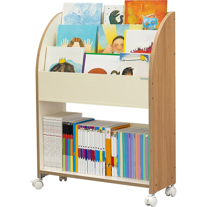 Contemporary Bookshelf Engineered Wood Open Shelf for Office with Caster Wheels