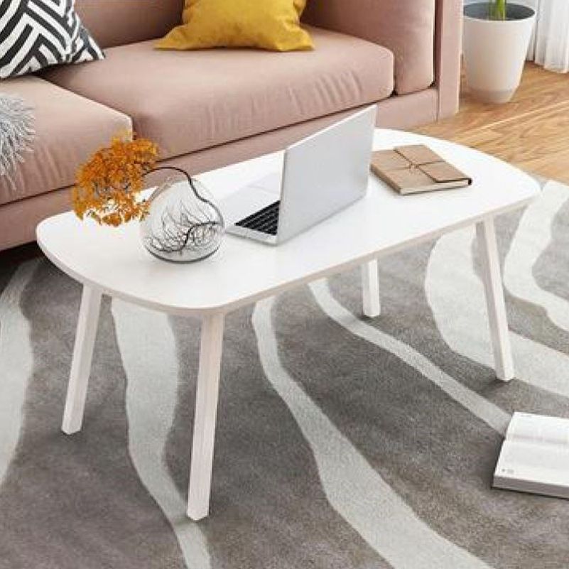 Modern 19.6" H Rectangle Wooden Coffee Table Steel 4 Legs Cocktail Table