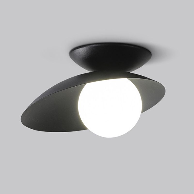 Single Black Flush Mount Lighting Unique Metal LED Ceiling Light