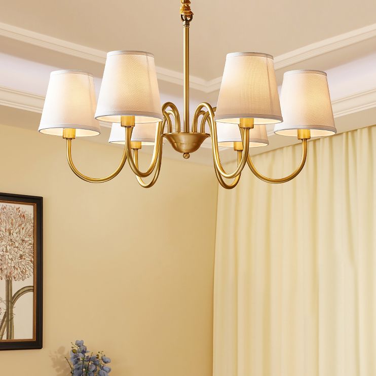 Cone Chandelier Light Fixture Traditional Fabric Shade Pendant Lighting for Restaurant