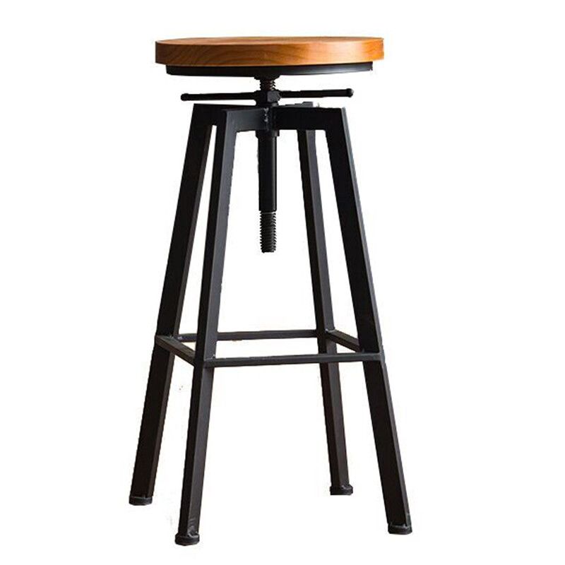 Industrial Armless Rotatable Counter Stool Iron Cafe Bar Stool with Pedal